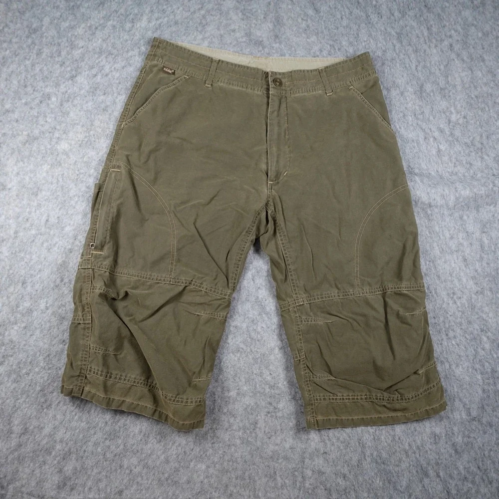 Kuhl Shorts Mens 34 Green KuhlDry Cargo Hiking Outdoor Utility Lightweight Trail